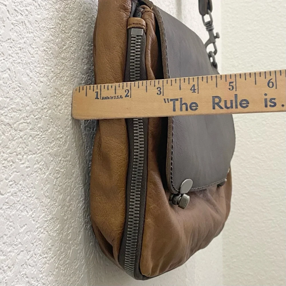 LIEBESKIND Berlin “Olivia” Two-tone Brown/Gray Flap Messenger Bag